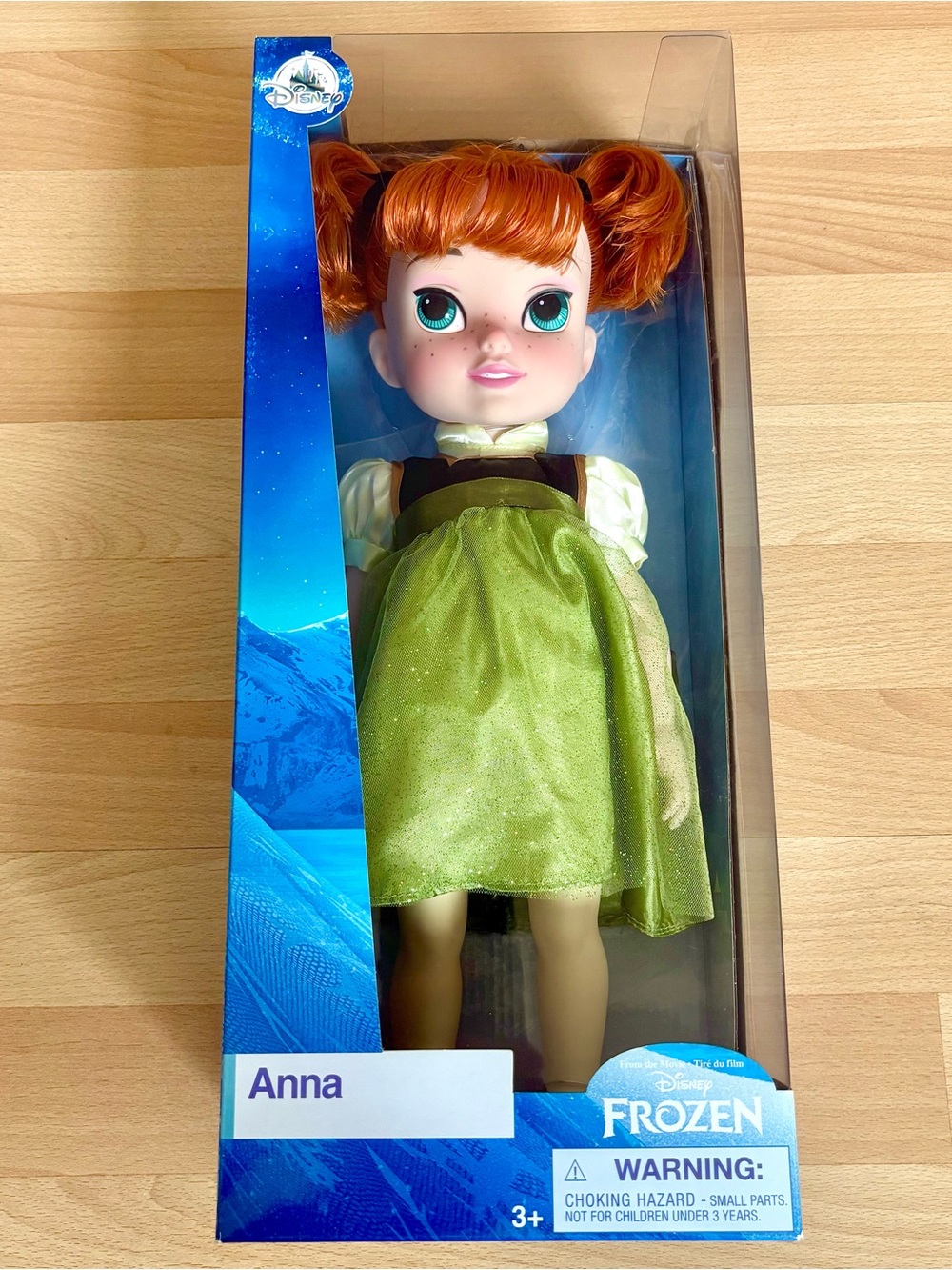 Frozen 16” Anna Doll Retired Disney Toddler Doll in Green Dress & Pigtails NEW